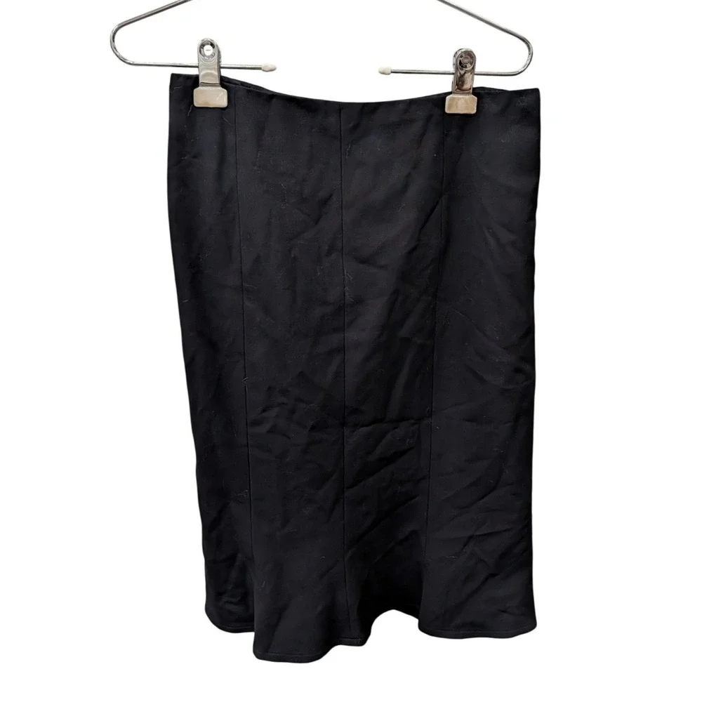 Ralph Lauren Black Wool Blend‎ Trumpet Flounce Hem Skirt Made in USA- Size 8